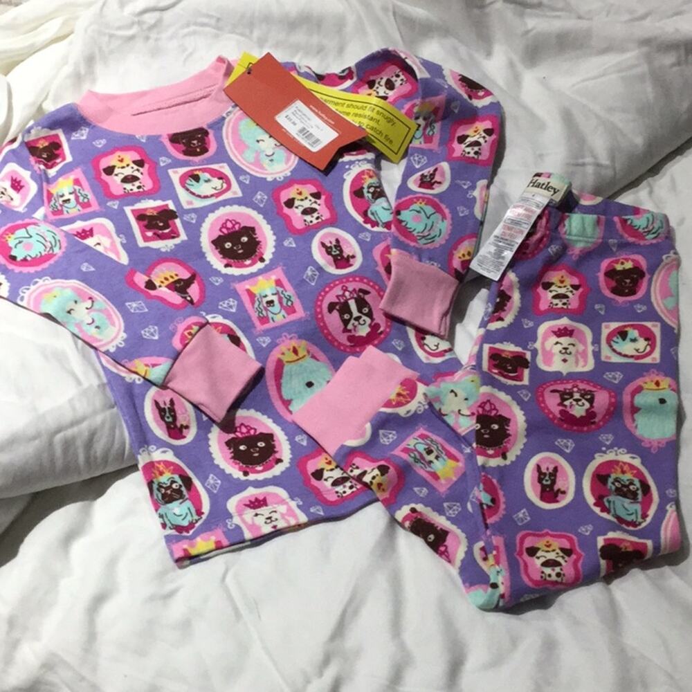 Hatley 6 dog princess pink purple pjs NWT 💯 cotton